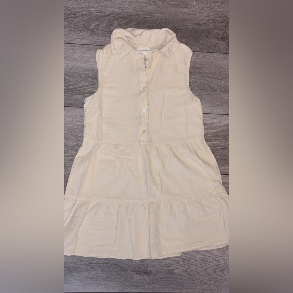 Jessica Simpson Size XS Cream Colored Baby Doll Dress Sleeveless Linen Blend